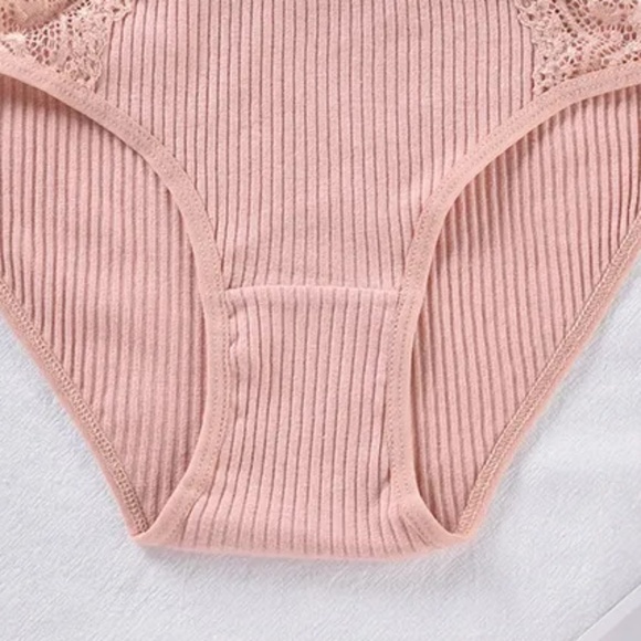 3/$15 New Pink Cotton Briefs Underwear Period Panties with Lace Detail Bundle - Picture 6 of 7